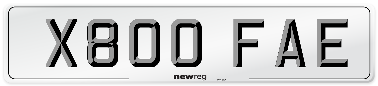 X800 FAE Number Plate from New Reg